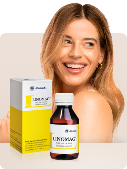 Modelka z produktem Linomag płyn