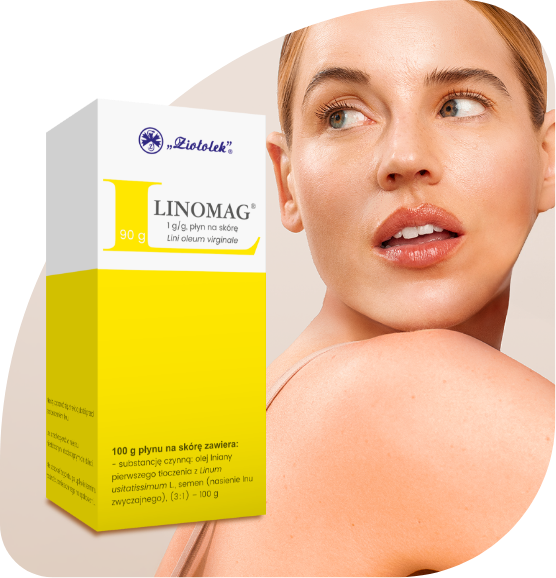 Linomag płyn packshot z modelką